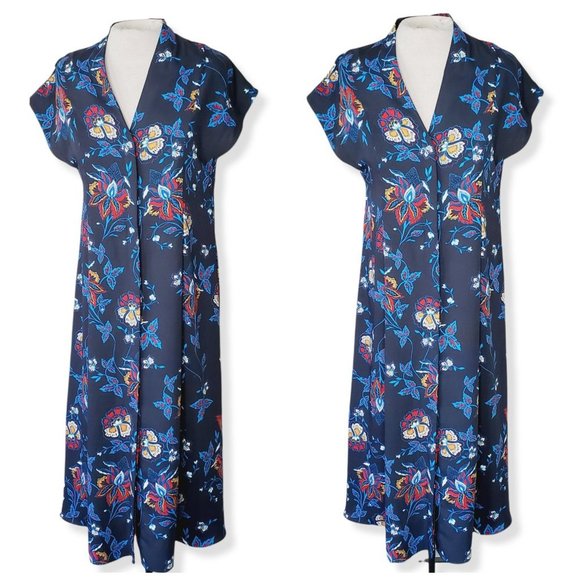H&M Dresses & Skirts - H&M Navy Floral Cottagecore Maxi Shirt Dress